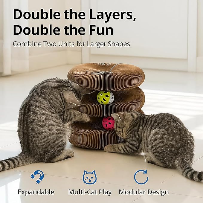Interactive Cat Toy, Kitty Curls Cat Scratcher, Twisty Paws Cat Scratching Post - Image 2