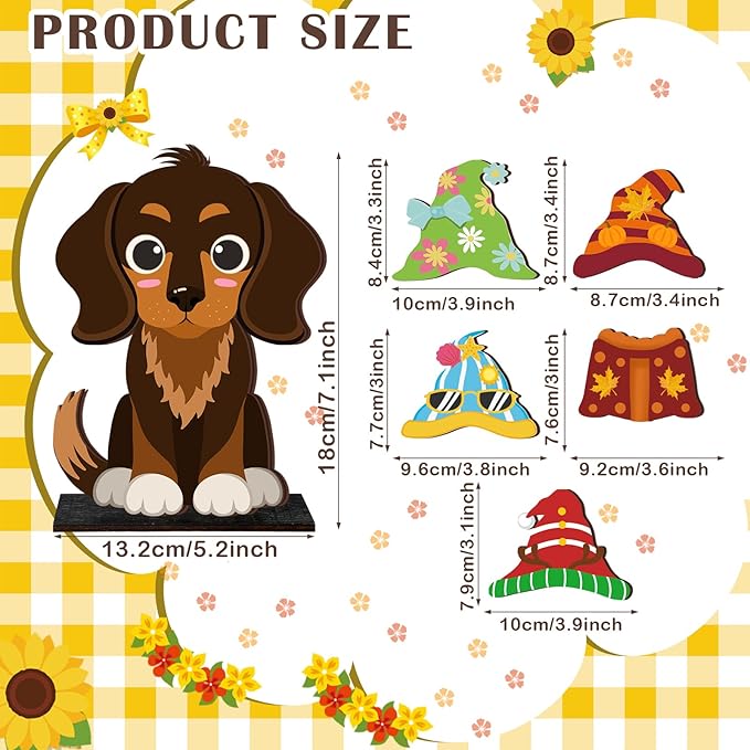 DoubleFill 42 Pcs Interchangeable Wooden Dog Decoration - Image 4