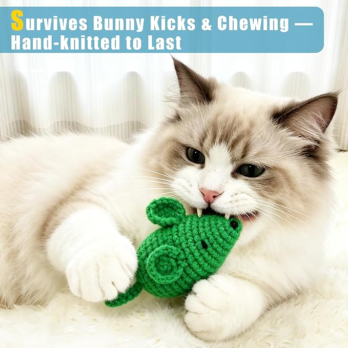 Retro Shaw Catnip Toys Crochet Mouse 6 Pcs - Image 2