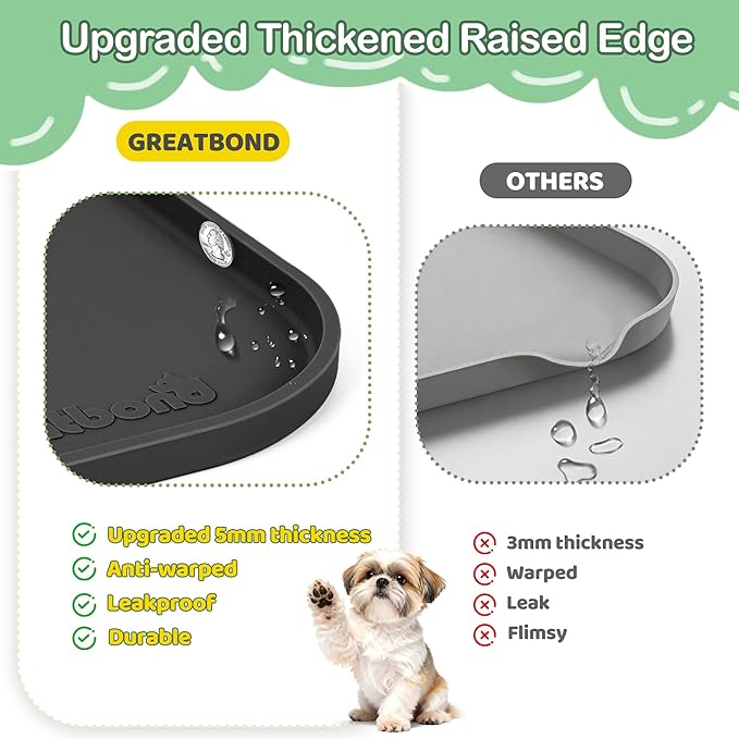 100% Waterproof Silicone Pet Feeding Mat, Warped Resistant Raised Edge BPA-Free - Image 4