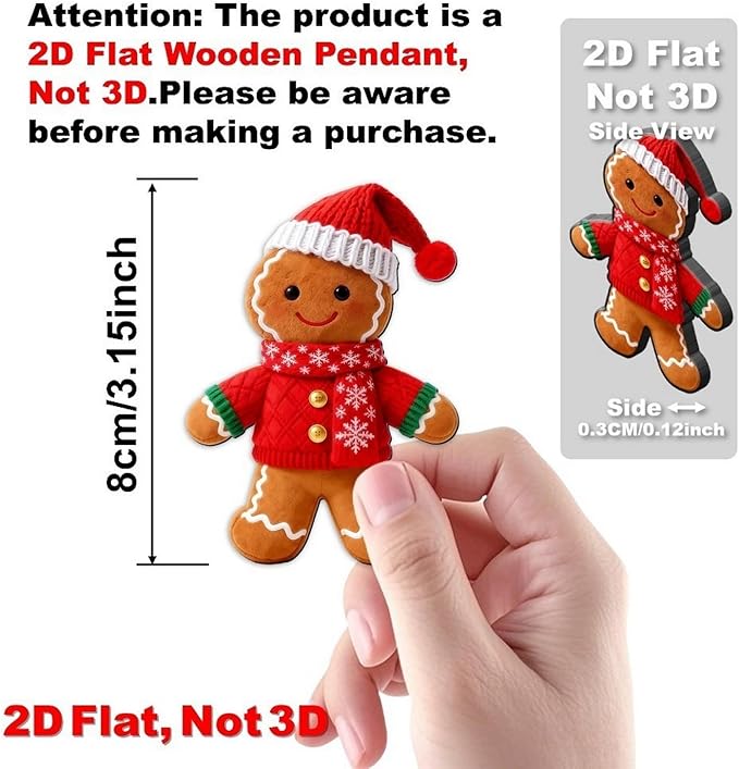16 Pcs Gingerbread Man Ornaments - Image 2