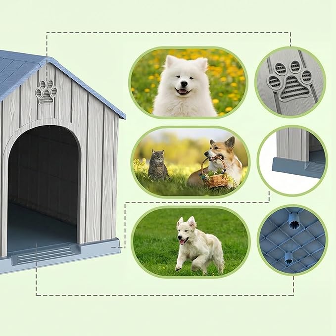 VIXZEN Outdoor Dog House, Resin Material, Large Outdoor Dog House - Image 3