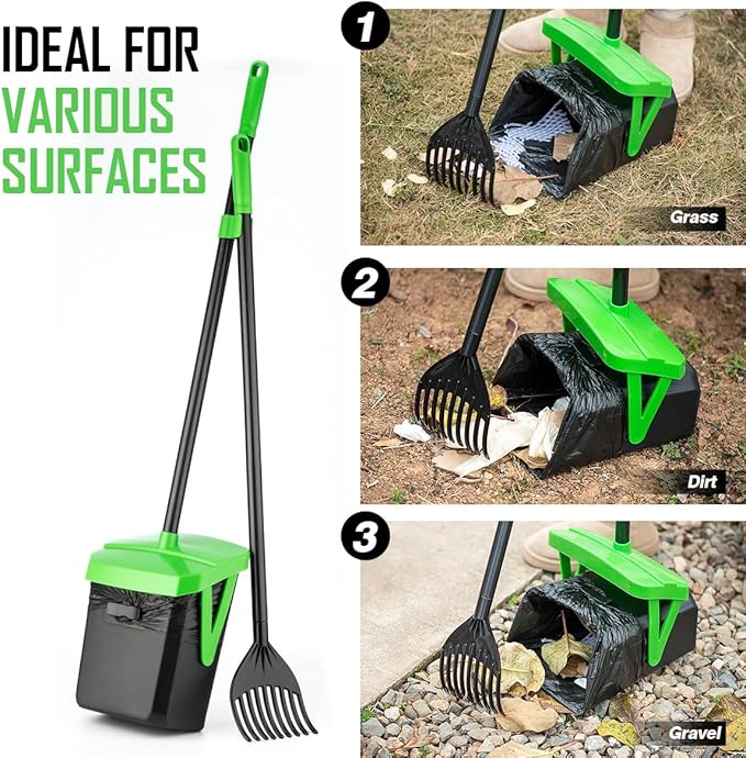 FUSBUNTY Pooper Scooper Swivel Bin & Rake - Image 7