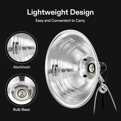 VIVOSUN Clamp Lamp Light with Detachable 8.5 Inch Aluminum Reflector up to 150 - Image 2