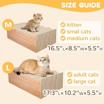Cat Scratch Pad with Catnip, 3 Packs Corrugated Cardboards Cat Scratcher Pads - Image 2