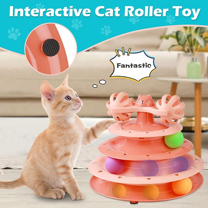 UPSKY Cat Toy Roller 4-Level Turntable Cat Toy Balls - Image 6