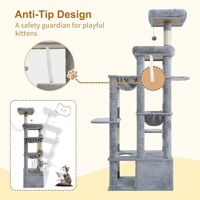 Heybly Cat Tree, 71-Inch Tall Cat Tower - Image 7