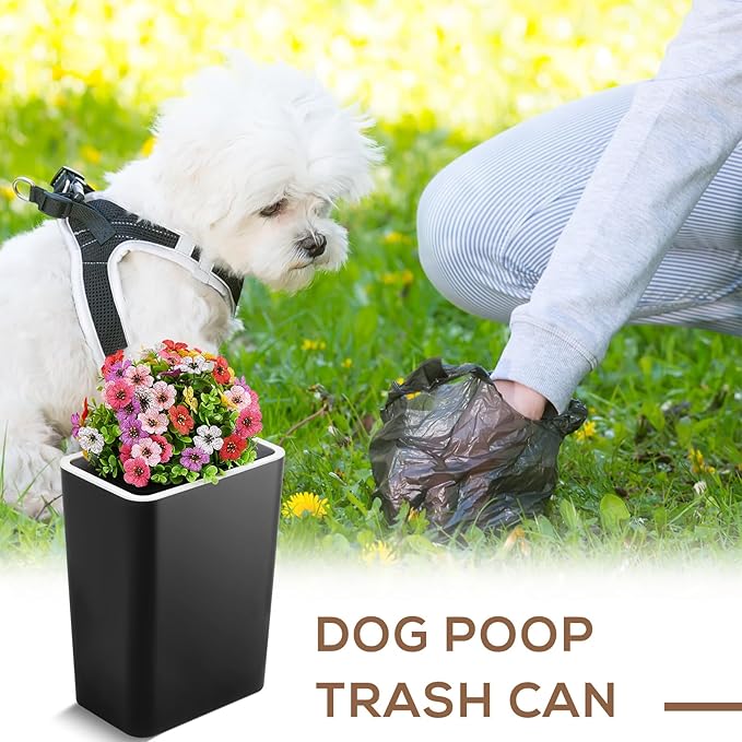 Jingmore Dog Poop Trash Can Outside 3.96 Gal/15 L Plant Styled Dog Waste Trash - Image 5