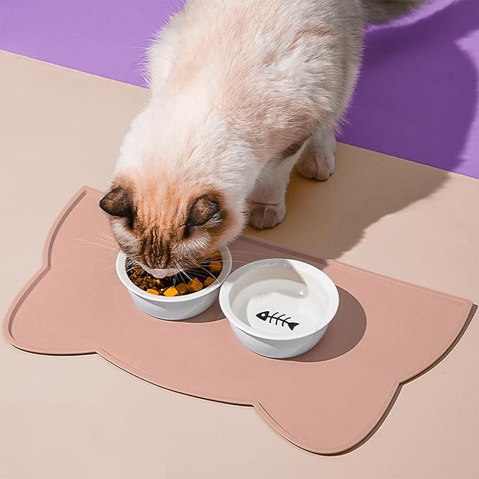Cat Food Mat, Silicone Non Slip Dog Bowl Mat Waterproof Cat Feeding Mat Stop - Image 2