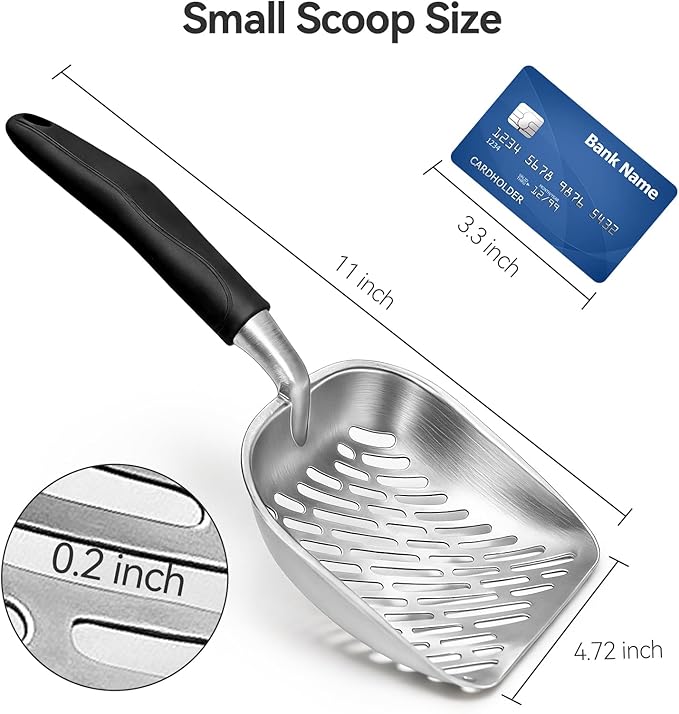Cat Litter Scoop, Kitty Metal Scooper, Heavy Duty Aluminum Deep Sifter - Image 2