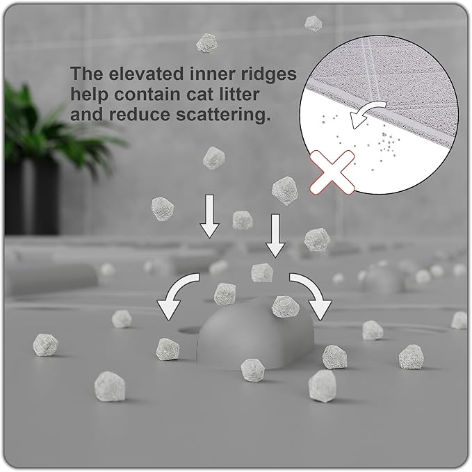 OHMO Cat Litter Mat Trapping Mat Premium Silicone Rubber 23.5x16 Grey, - Image 3