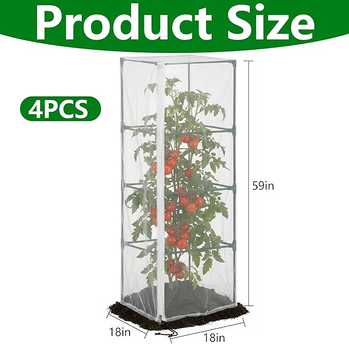 4 Pcs Garden Bird Netting for Square Plant Cage, Tomato Trellis Insect Bird - Image 2