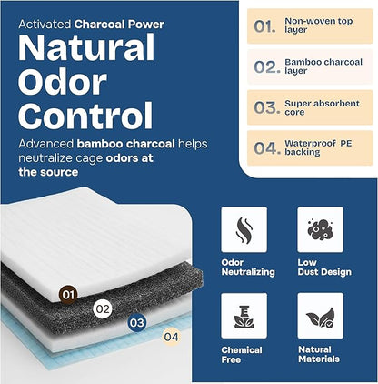 PHOBA Bamboo Charcoal Bird Cage Liners, Bamboo Charcoal Odor Control Papers - Image 5