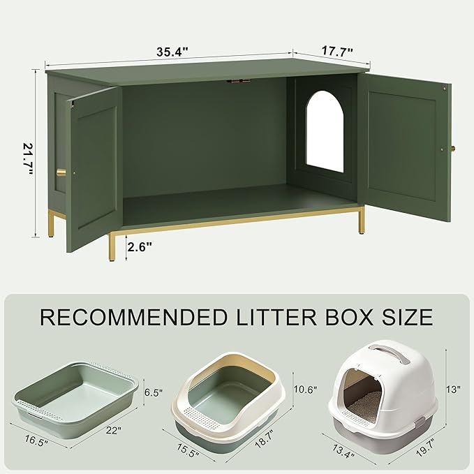 Homhedy 35.4" L Cat Litter Box Enclosure, Cat Washroom Furniture - Image 3