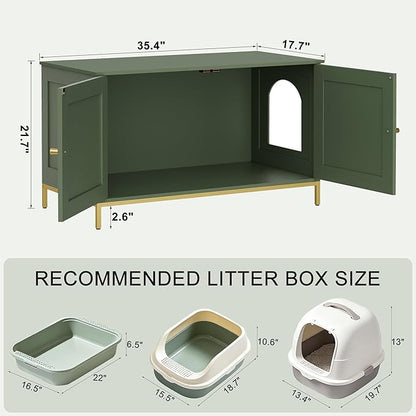 Homhedy 35.4" L Cat Litter Box Enclosure, Cat Washroom Furniture - Image 3