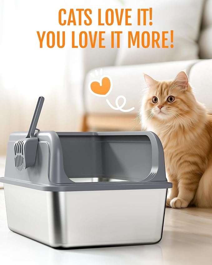 Powools Stainless Steel Cat Litter Box, Metal Litter Box - Image 6