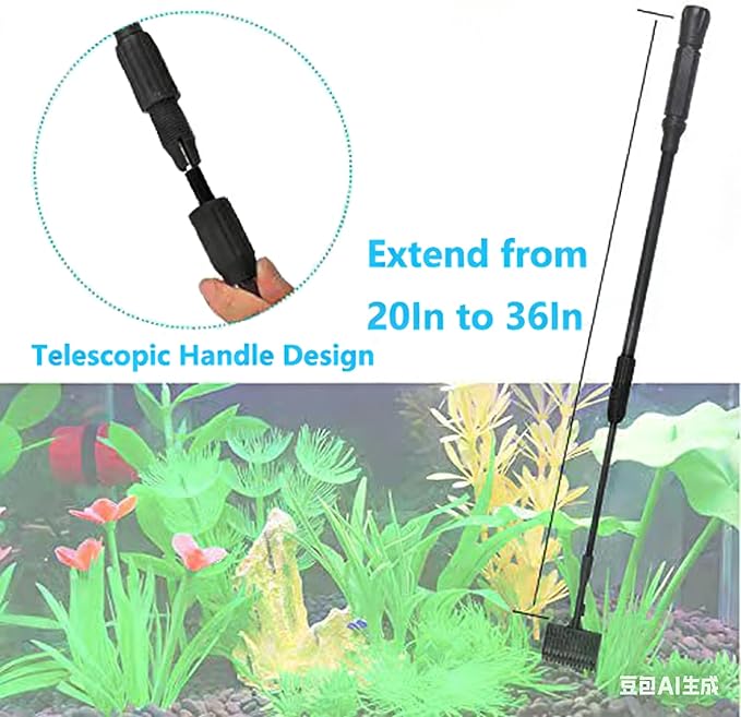 Carefree Fish 6IN1+1 Aquarium Cleaning Tools Long Handle Adjustable Length - Image 7