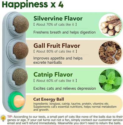 Potaroma 4 Catnip Silvervine Ball Toys, Extra Cat Energy Ball, Edible Cats Lick - Image 2