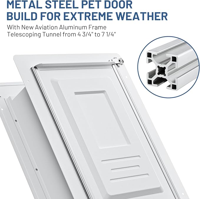 Pet Door for Wall with Secure Aluminum Lock, Steel Frame and Telescoping Tunnel - Image 7