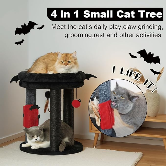 MECOOL 4in1 Small Cat Tree, Scratching Post - Image 2