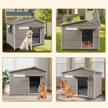 PetsCosset 40.2" L Large Dog House Outdoor & Indoor, Fir Wood Dog Kennel - Image 8