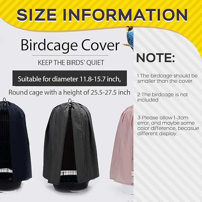 QBLEEV Round Parrot Birdcage Cover Pet Universal Blackout Cage Cover Shade - Image 3