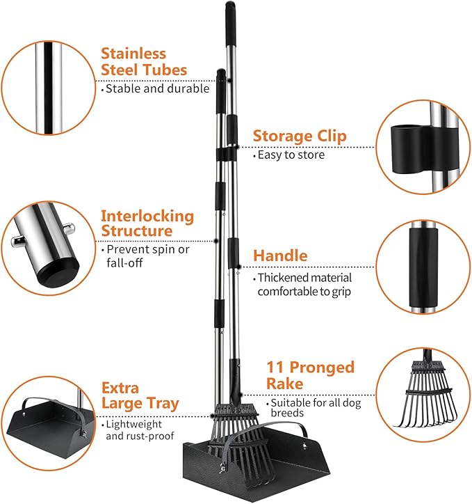 Toozey Dog Pooper Scooper for Large Dogs — Long Handle Poop Scooper for Yard Use - Image 2