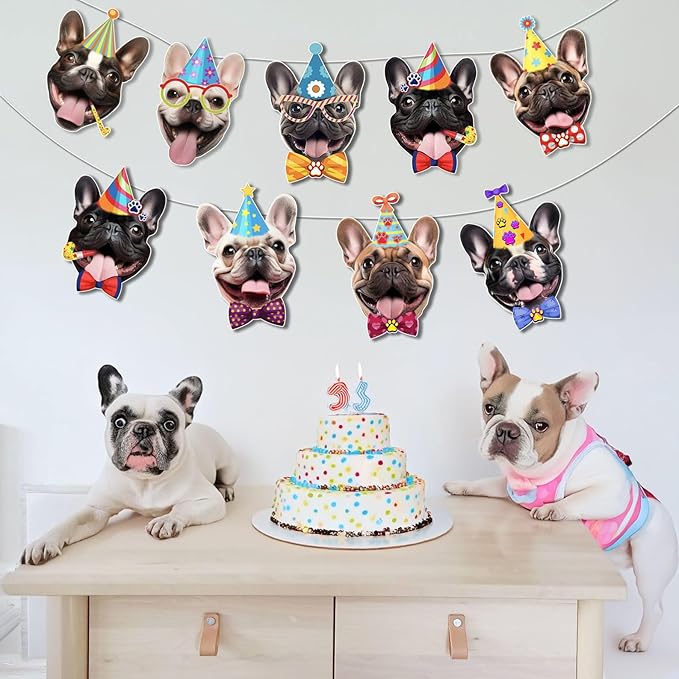 French Bulldog Birthday Garland — Photographic Frenchie Faces Birthday Banner - Image 4