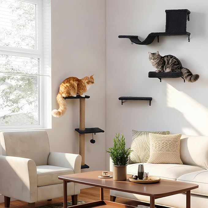 5-in-1 Cat Wall Shelves for Indoor Cats, Wall Mounted Cat Furniture - Image 2