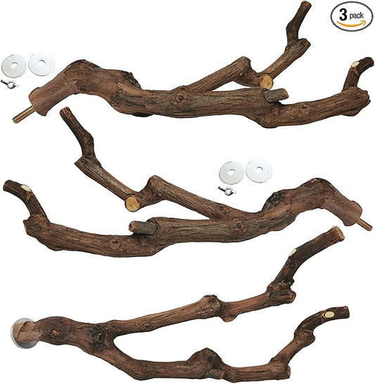kathson Natural Parrot Perch Bird Stand Pole Wild Grape Stick Paw Grinding Fork by kathson
