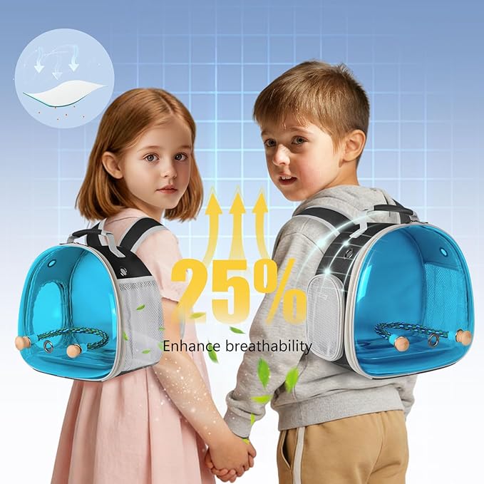 Polarized Tinted Blue Bubble Small Bird Carrier Travel Cage, Portable Bird - Image 7