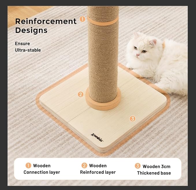 ZOMISIA 35'' Tall Cat Scratching Post, 4.7'' Large Scratch Post - Image 3