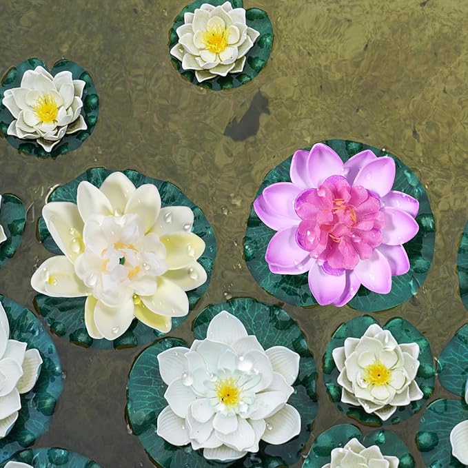 2PCS 10CM/3.94Inch Birdbath Fountain Accessory, Artificial Floating Foam Lotus - Image 6
