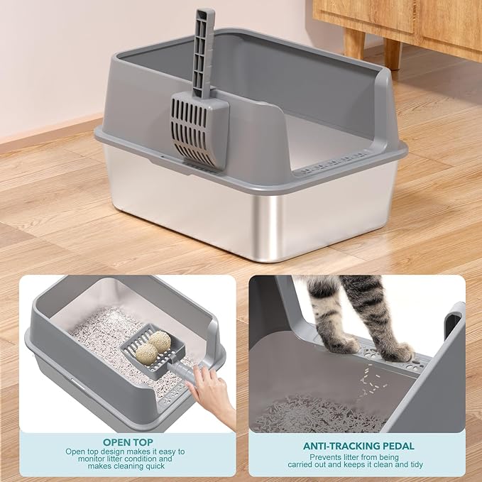 Stainless Steel Cat Litter Box, Metal Kitty Litter Box - Image 6