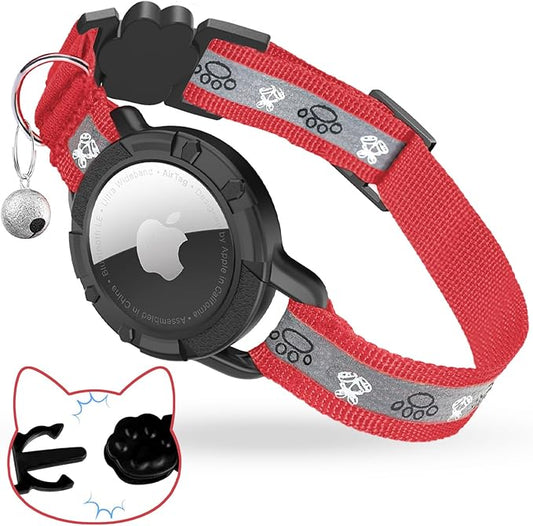 Breakaway AirTag Cat Collar, Reflective Cat Tracker Collar by ODOKELE