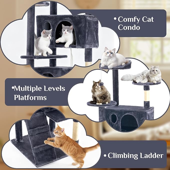 DUMOS 62-inch Indoor Cat Tree Tower –Multi-Level Pet House - Image 4