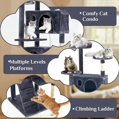 DUMOS 62-inch Indoor Cat Tree Tower –Multi-Level Pet House - Image 4