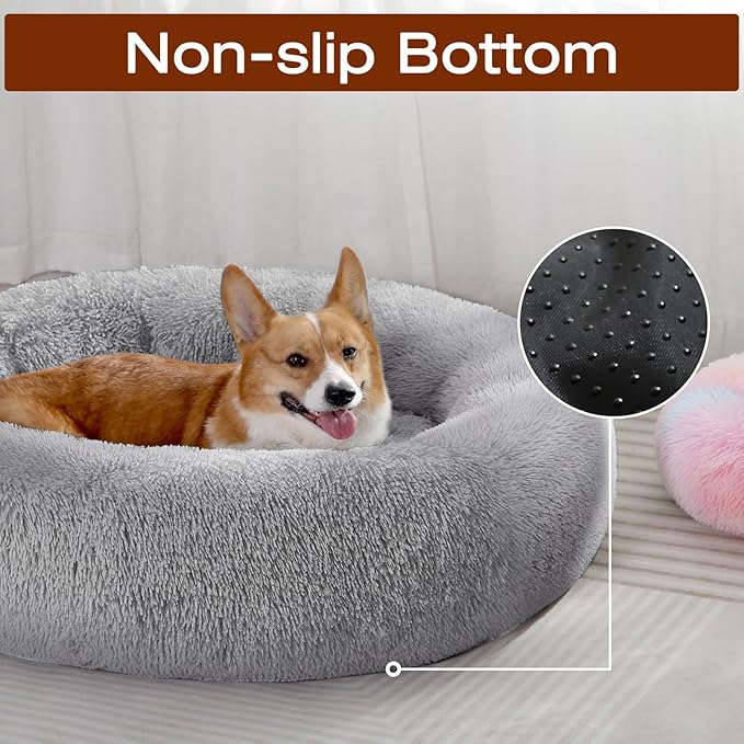 JOLLYVOGUE Dog Bed, Calming Anti-Anxiety Large Dog Bed, Fluffy Donut Cushion - Image 4