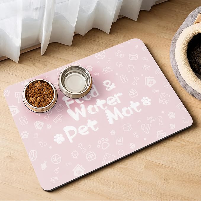 Pet Feeding Mat, Dog Cat Mat for Food and Water, Dog Bowl Waterproof Placemat by Kurcnis