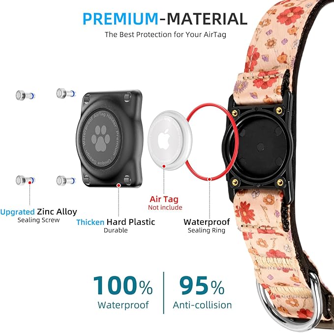 Upgraded AirTag Dog Collar, IP68 Waterproof Air Tag Dog Collar Holder, - Image 3