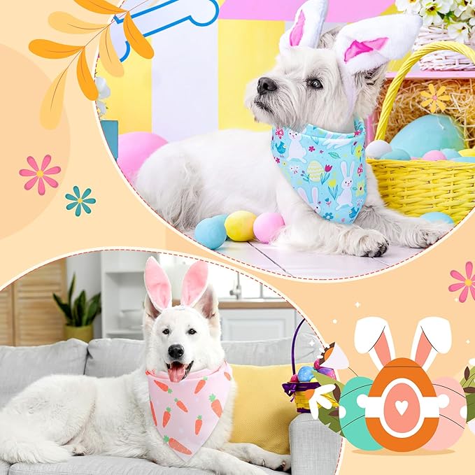 Preboun 50 Pcs Easter Dog Bandanas Bulk Bunny Dog Bandanas - Image 2
