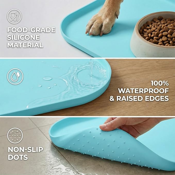 Waterproof Silicone Pet Feeding Mat Blue - Image 4