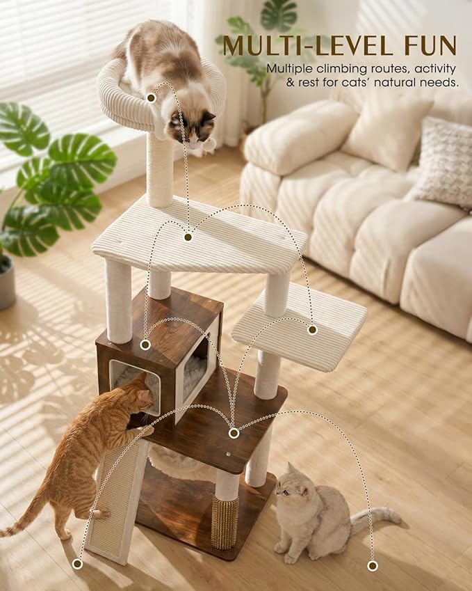 61" Modern Cat Tree Tower for Indoor Cats, Luxury Climbing Tower - Image 5