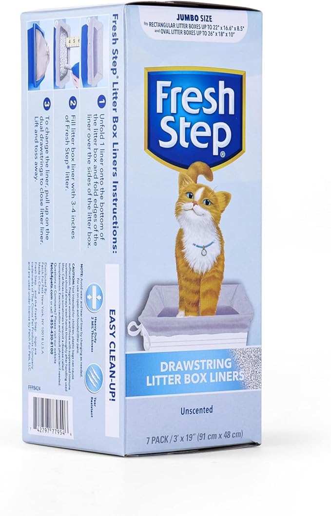 Fresh Step Jumbo Drawstring Cat Litter Box Liners Unscented Heavy Duty Kitty - Image 3