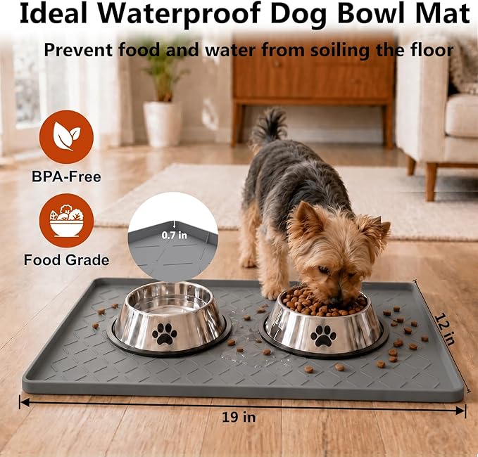 MateeyLife Silicone Mat Waterproof 12"X19", Dog Bowl Mats - Image 3