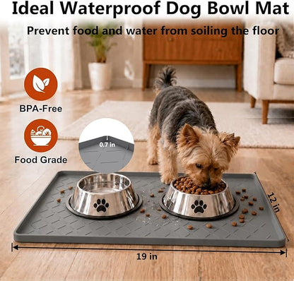 MateeyLife Silicone Mat Waterproof 12"X19", Dog Bowl Mats - Image 3