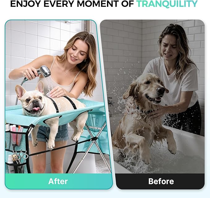 Pet Grooming Hammock with Stand, Foldable Design, Holds Up to 165 Lbs, Joint - Image 3