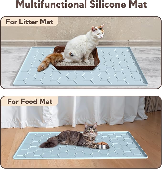 Garoopion Silicone Cat Litter Trapping Mat, Large Waterproof 34" X 22" Cat - Image 6
