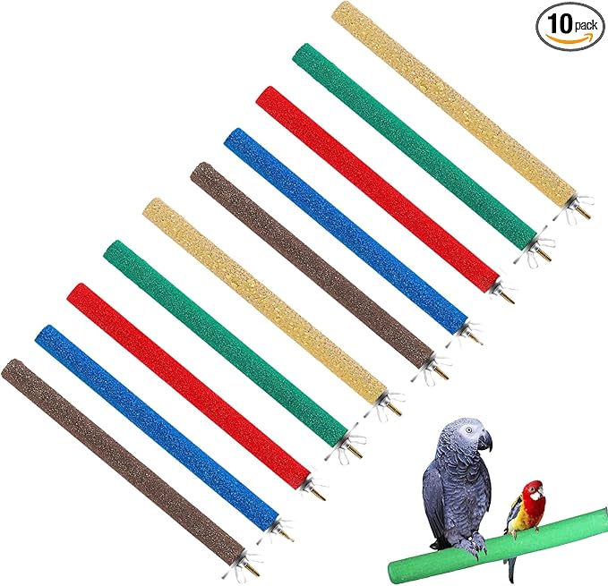 10 PCS Parrot Perch Stand Bird Perch Stand Toy Colorful Paw Grinding Stick Cage by Wzttdm