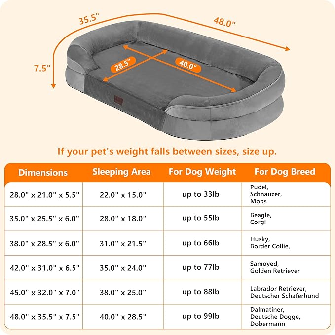 Dwanton Orthopedic Dog Bed for Extra Extra Large Dogs - Image 4